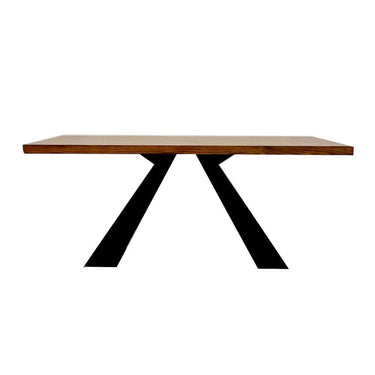 Luxurious Axel 1.8m Dining Table with Solid Wood Top and Matt Black Pedestal Base - UK Luxury Furniture